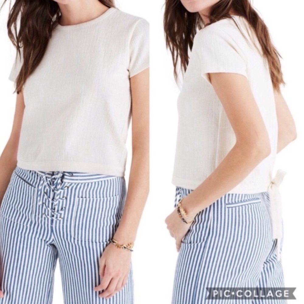 Madewell Cream Diagonal Open-Back Top